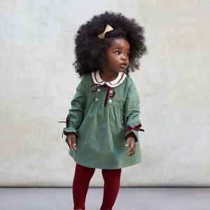 La Coqueta Baby Grenada cotton dress and bloomers set in green perfect condition